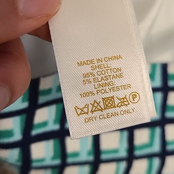 Kate Spade Judy Check Print Pencil Skirt the Rules Green Navy Blue Sz 6 Zipper - Picture 6 of 7